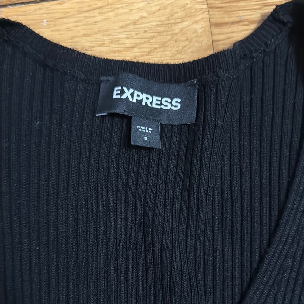 Express Black Ribbed Top - Picture 2 of 3